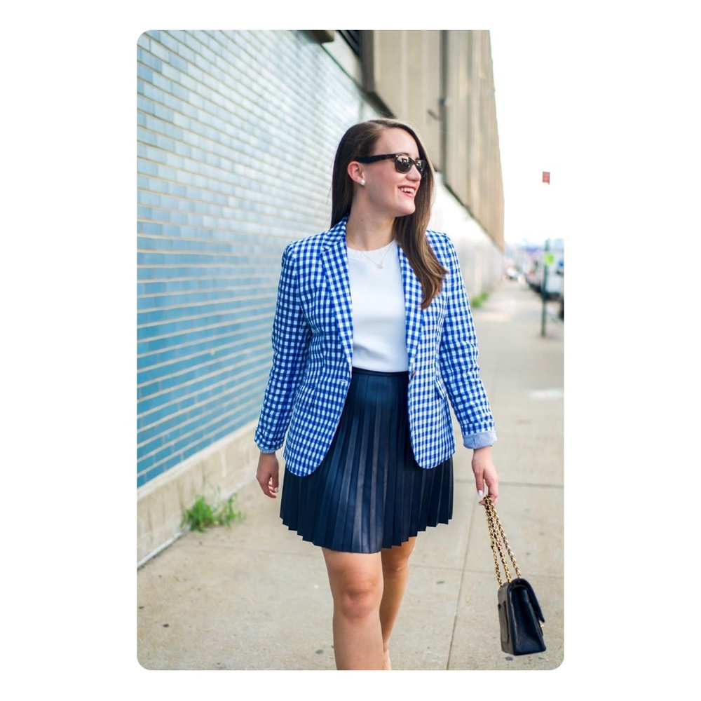 ★ NWT J.Crew Gingham Blazer - Blue/White ★